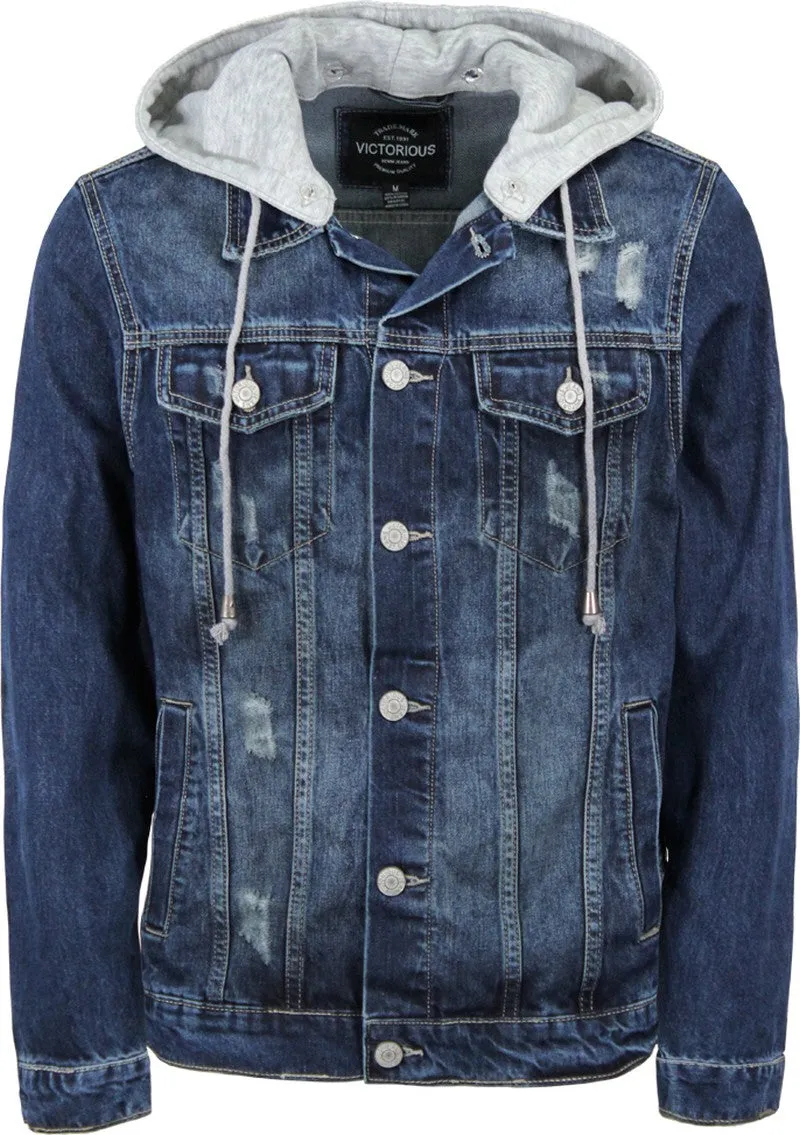 Layered Hooded Denim Jacket