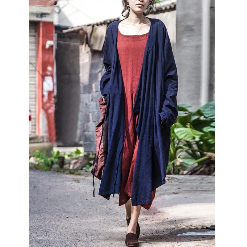 Long Linen Wrap Cardigan | Lotus