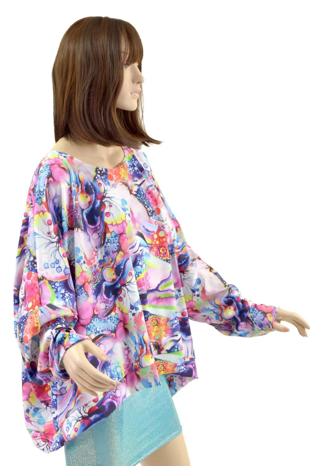 Long Sleeve Pullover Poncho in Dreamscape