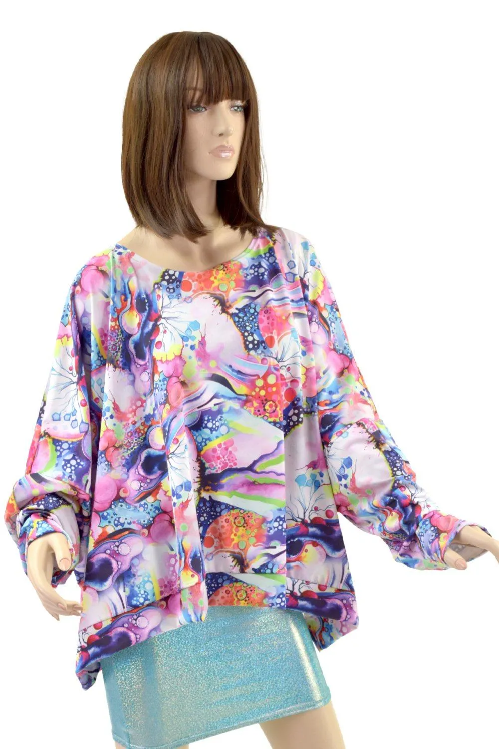 Long Sleeve Pullover Poncho in Dreamscape