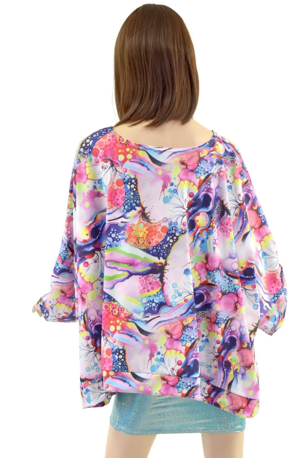 Long Sleeve Pullover Poncho in Dreamscape