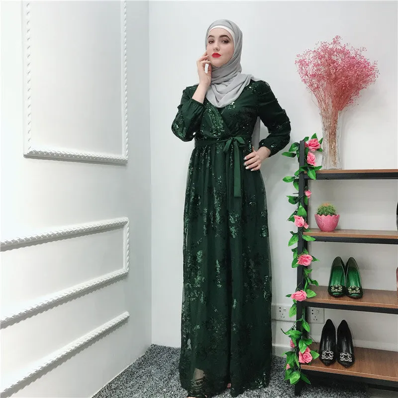 Luxury Muslim Lace Embroidery Bronzing Abaya Full Dresses Cardigan KimonoLong Robe Gowns Jubah Middle East Eid Ramadan Islamic