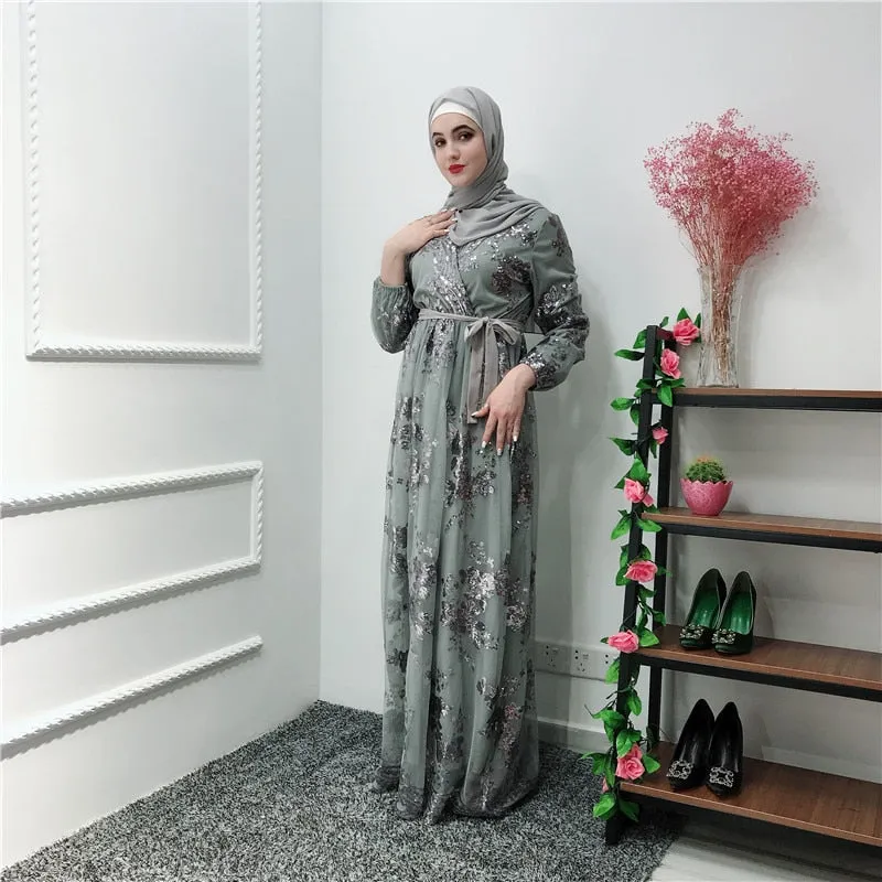 Luxury Muslim Lace Embroidery Bronzing Abaya Full Dresses Cardigan KimonoLong Robe Gowns Jubah Middle East Eid Ramadan Islamic