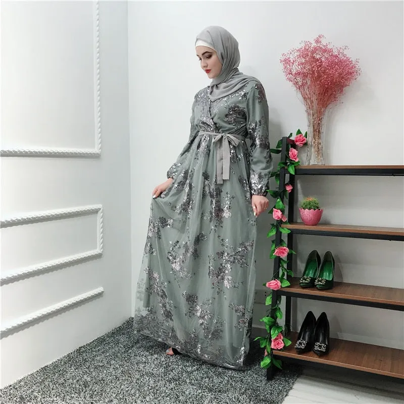 Luxury Muslim Lace Embroidery Bronzing Abaya Full Dresses Cardigan KimonoLong Robe Gowns Jubah Middle East Eid Ramadan Islamic