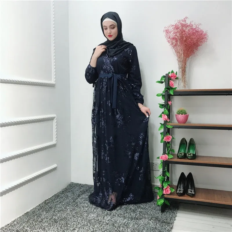 Luxury Muslim Lace Embroidery Bronzing Abaya Full Dresses Cardigan KimonoLong Robe Gowns Jubah Middle East Eid Ramadan Islamic