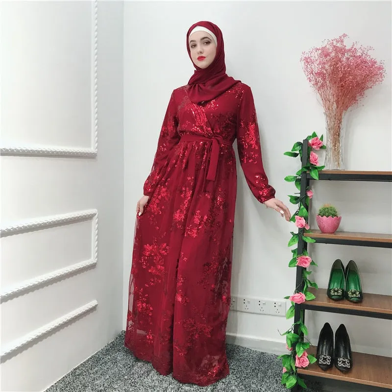 Luxury Muslim Lace Embroidery Bronzing Abaya Full Dresses Cardigan KimonoLong Robe Gowns Jubah Middle East Eid Ramadan Islamic