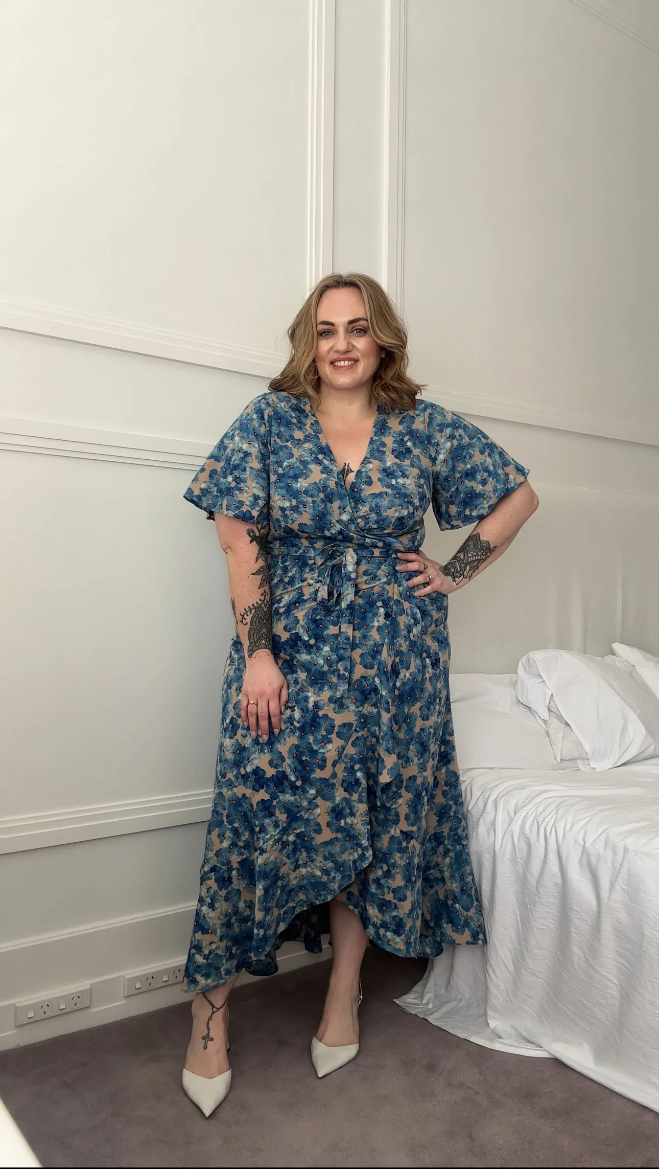 Marie wrap dress - Blue Floral