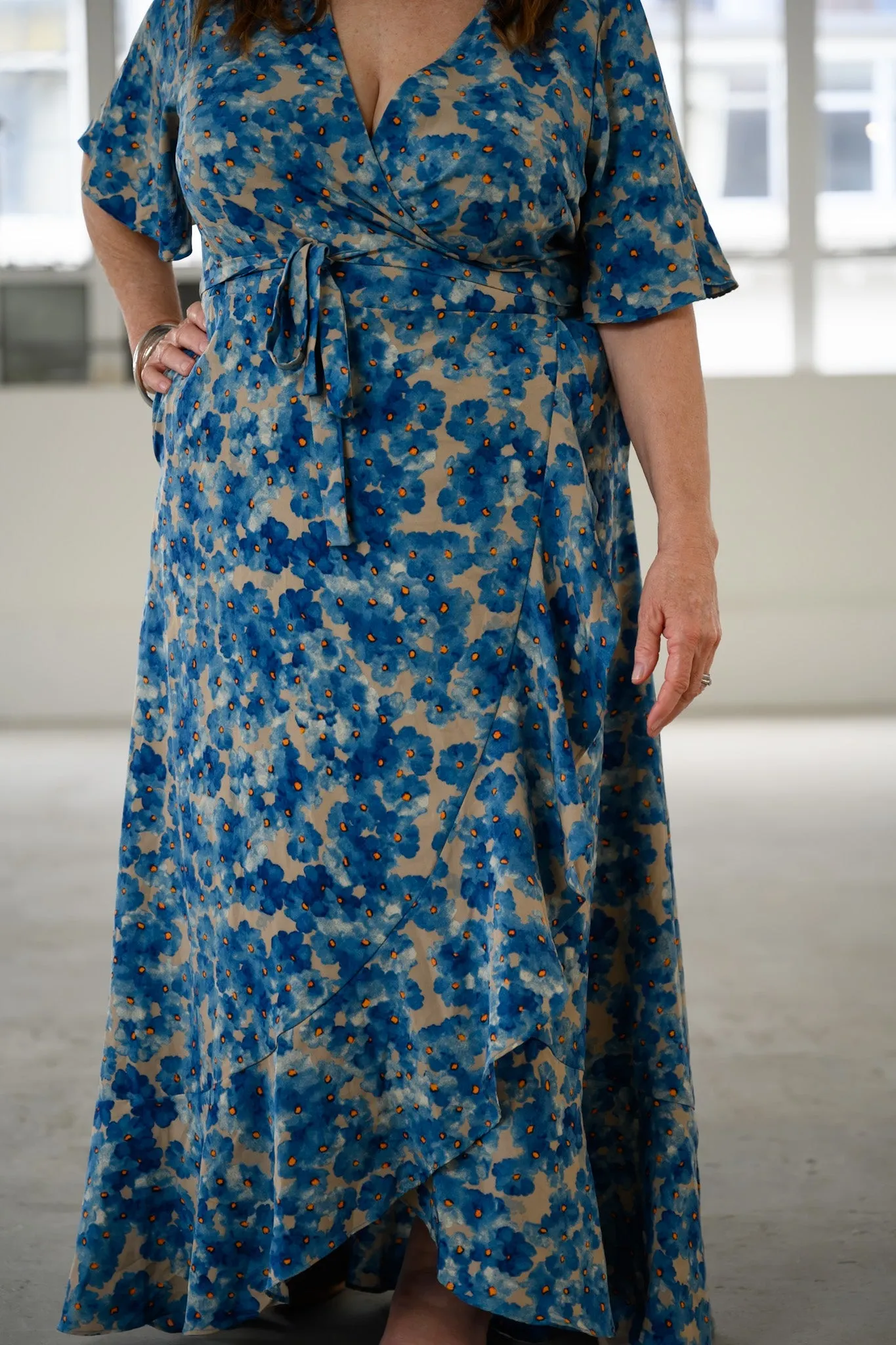 Marie wrap dress - Blue Floral