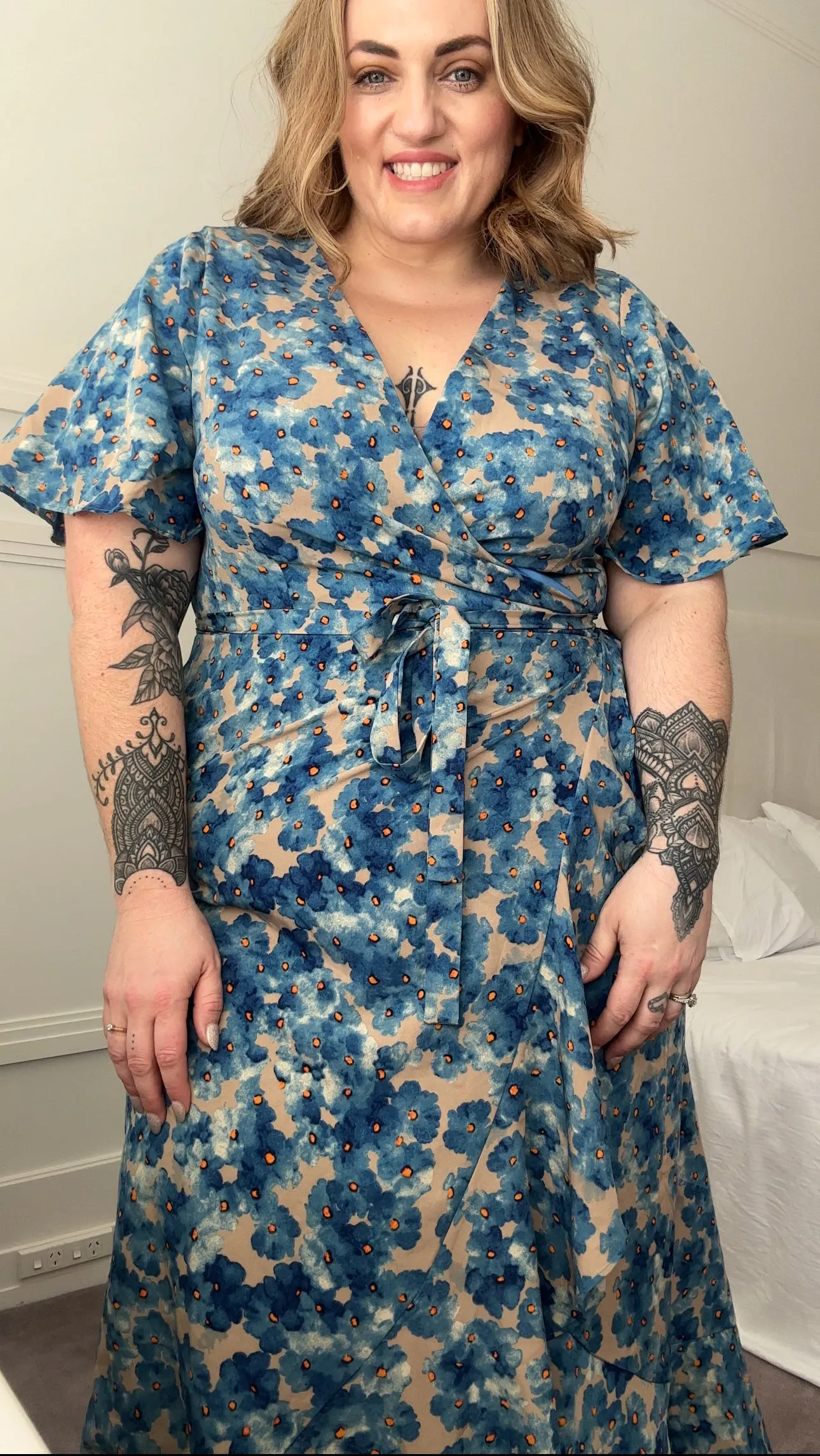 Marie wrap dress - Blue Floral