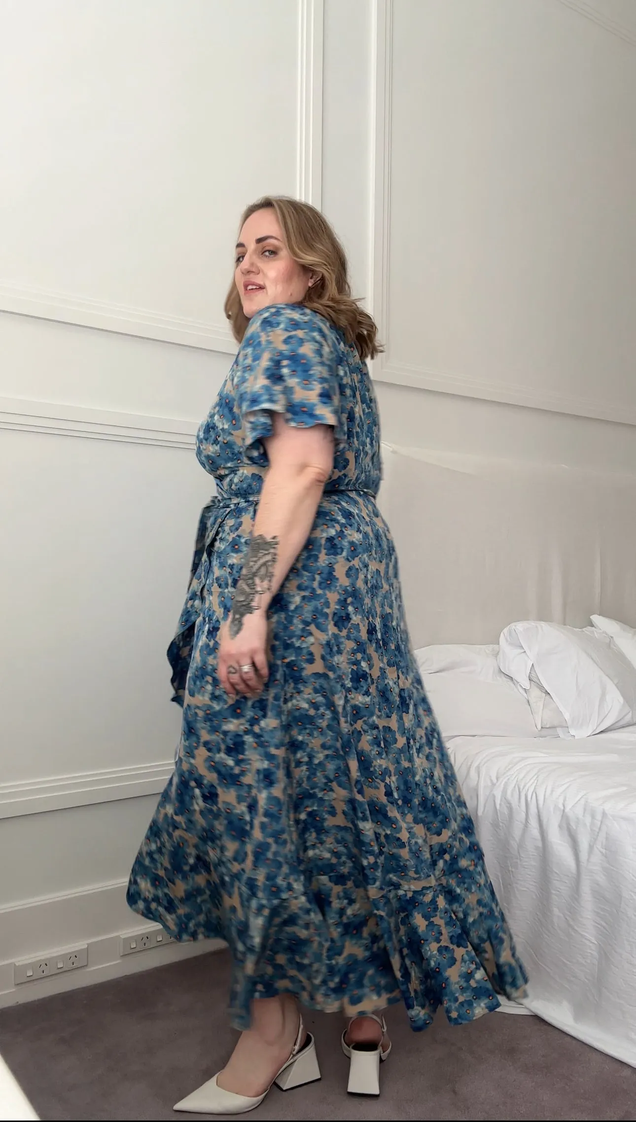 Marie wrap dress - Blue Floral