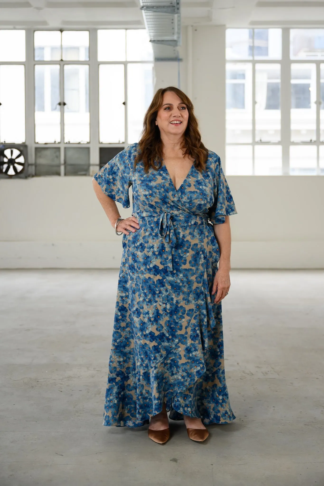 Marie wrap dress - Blue Floral