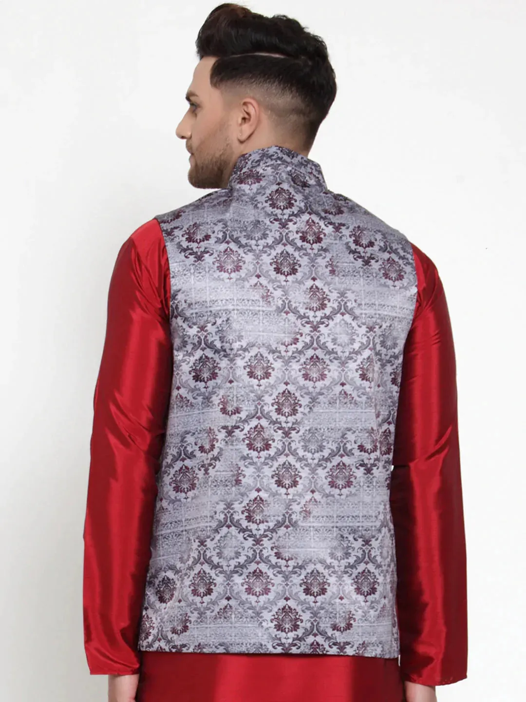 Men'S Purple Printed Nehru Jacket