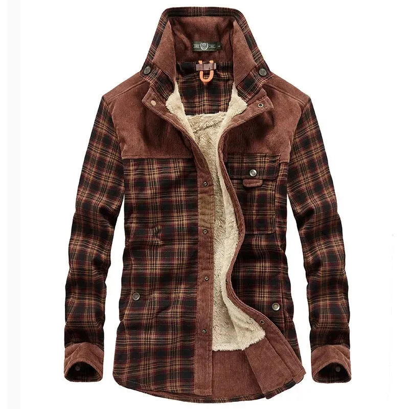 Men's Warm Plaid Fleece-Lined Shacket