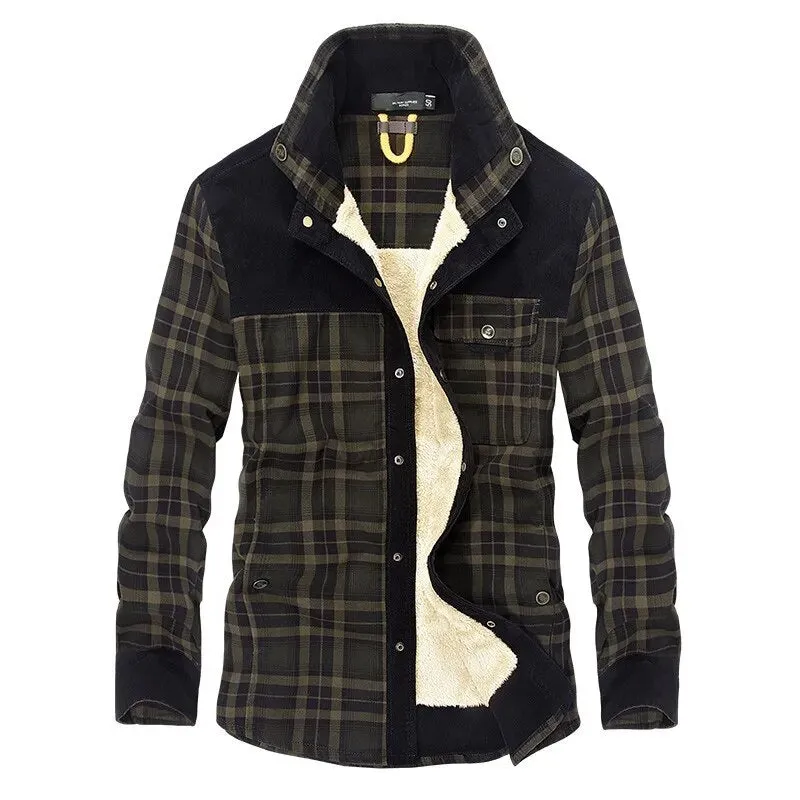 Men's Warm Plaid Fleece-Lined Shacket