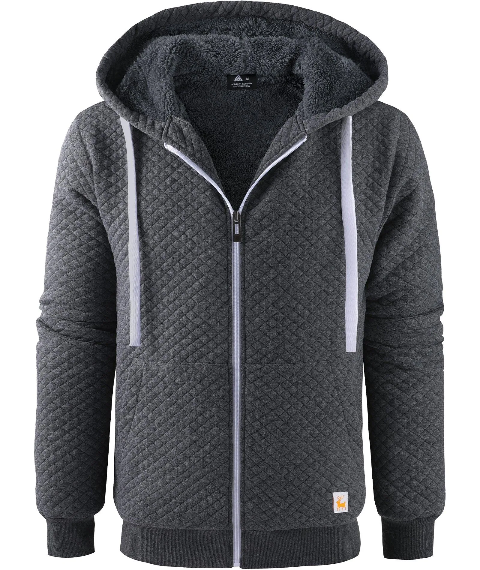 Men's Zip Up Fleece Sherpa Lined Hoodie-ZPK006396