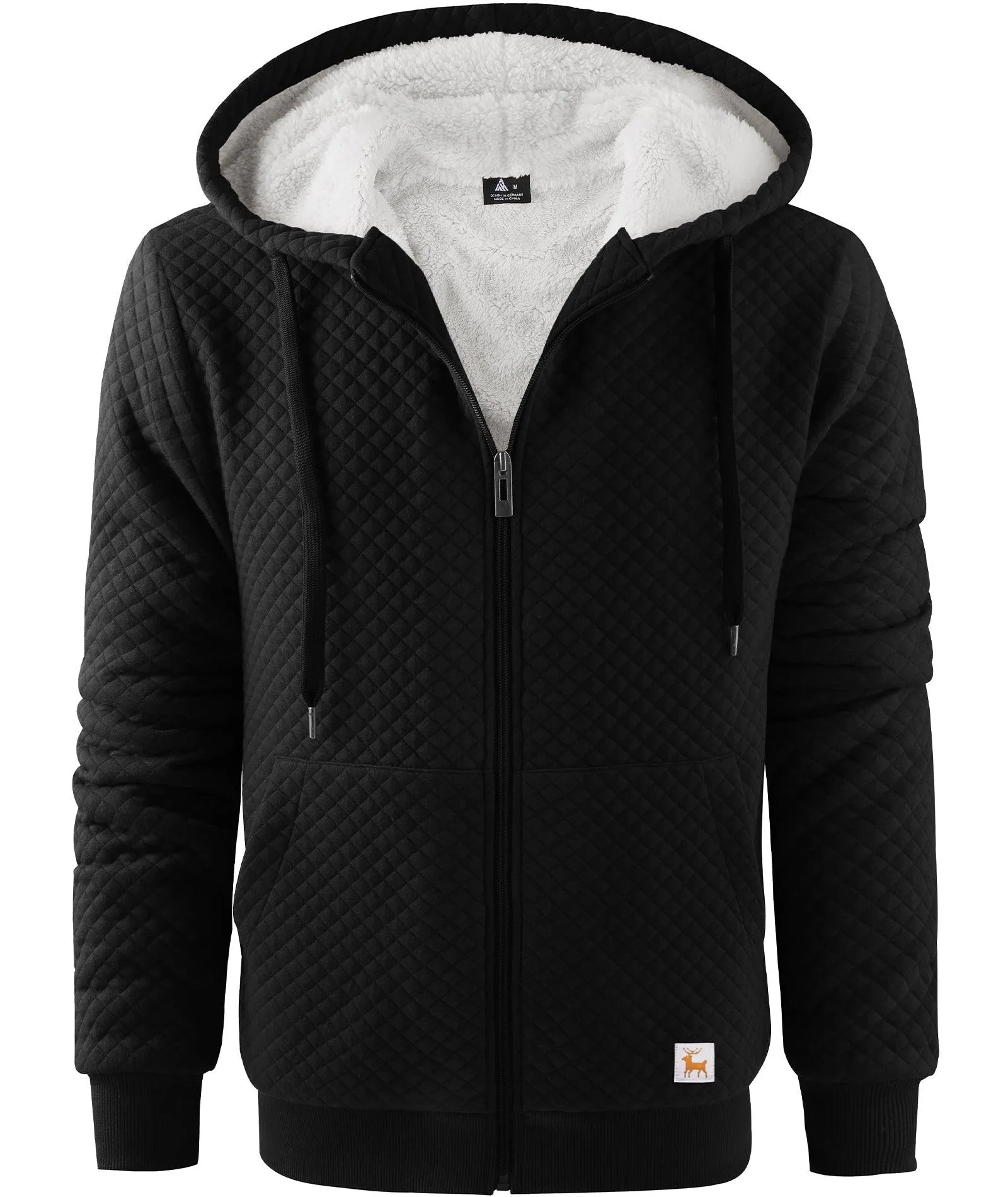 Men's Zip Up Fleece Sherpa Lined Hoodie-ZPK006396