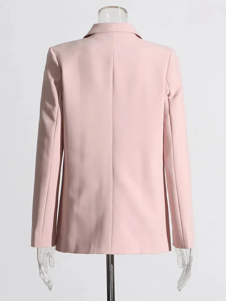 Minimalist Elegant Blazers For Women Notched Collar Long Sleeve Patchwork Double Breasted Blazer Female Fashion