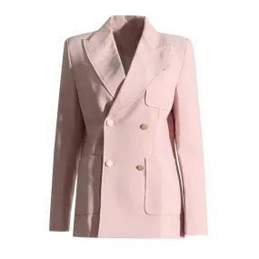 Minimalist Elegant Blazers For Women Notched Collar Long Sleeve Patchwork Double Breasted Blazer Female Fashion