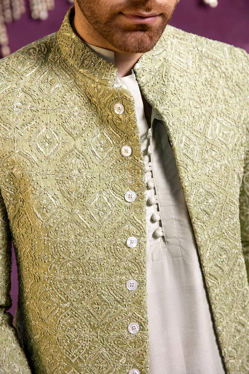 MINT GREEN DAMASK PRINCE COAT