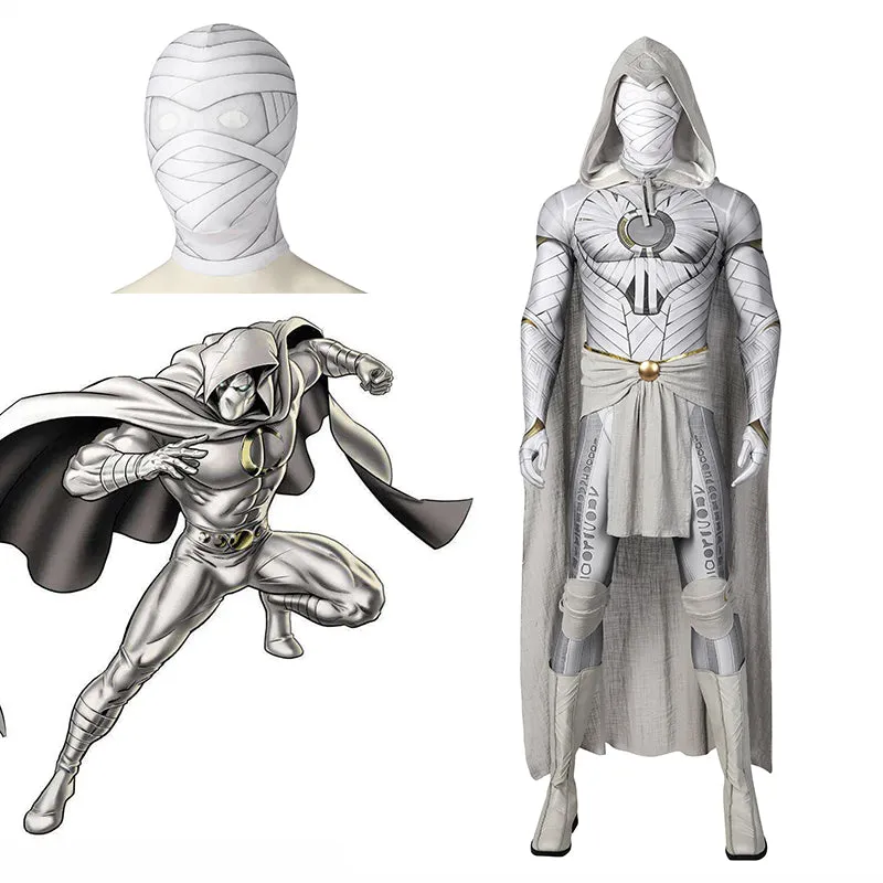 Moon Knight Cosplay Costumes Marc Spector Bodysuit Halloween Outfit With Cloak