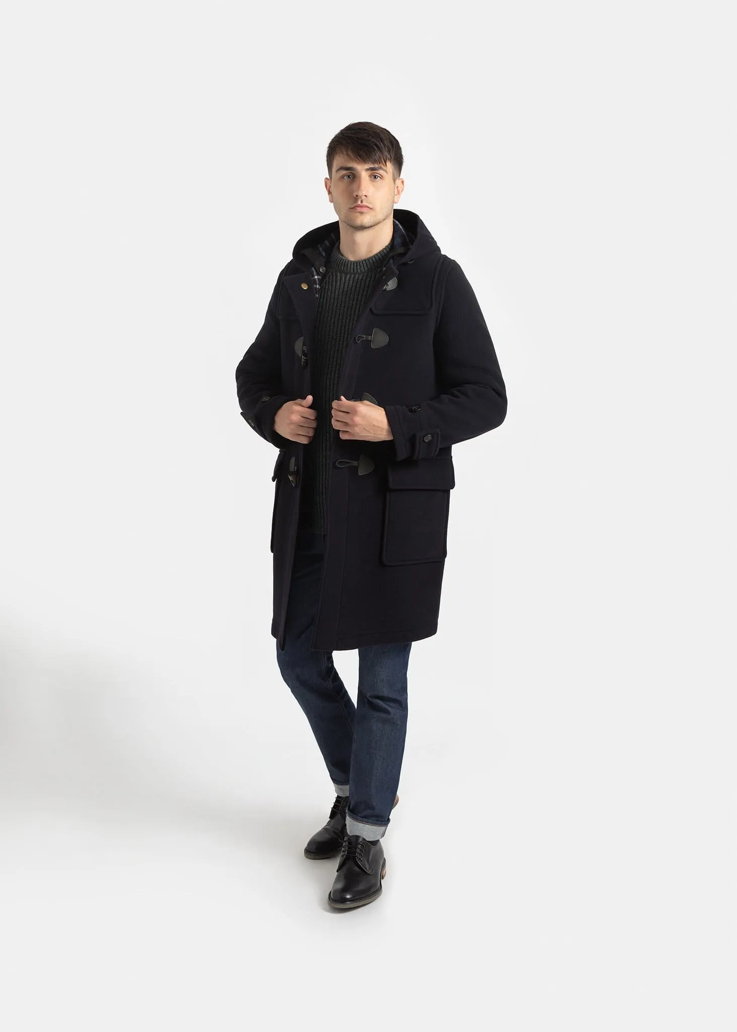 Morris Checked Duffle Coat Navy