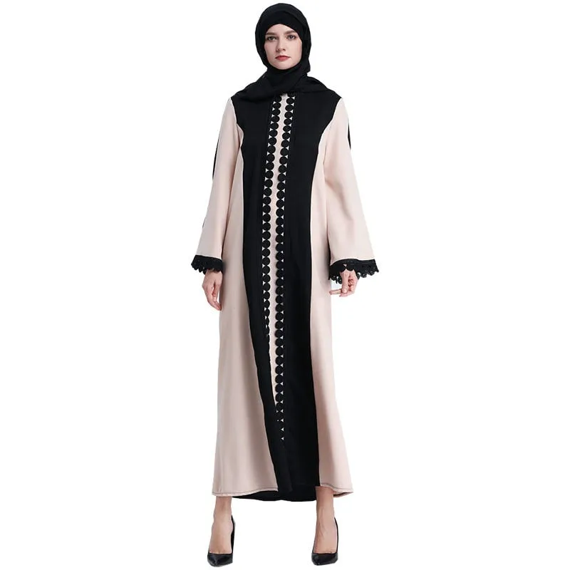 Muslim Open Abaya Dress Elegant Lace Cardigan Long Robe Kimono Jubah Ramadan Arabic Long Sleeve Turkish Islamic Prayer Clothing