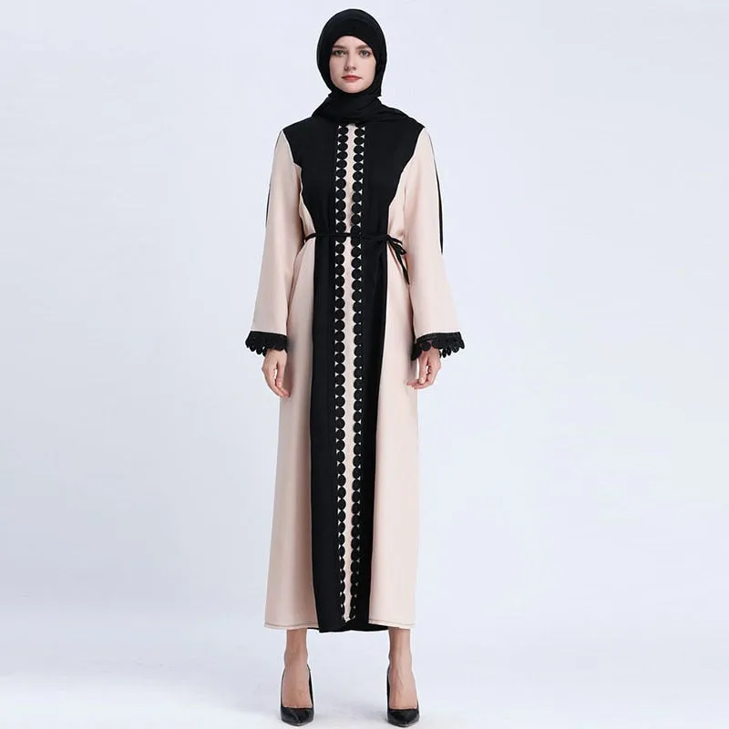 Muslim Open Abaya Dress Elegant Lace Cardigan Long Robe Kimono Jubah Ramadan Arabic Long Sleeve Turkish Islamic Prayer Clothing