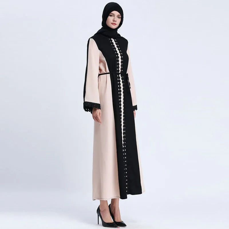 Muslim Open Abaya Dress Elegant Lace Cardigan Long Robe Kimono Jubah Ramadan Arabic Long Sleeve Turkish Islamic Prayer Clothing