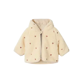 Nalo Loose Sherpa Jacket - Sandshell Emb hearts