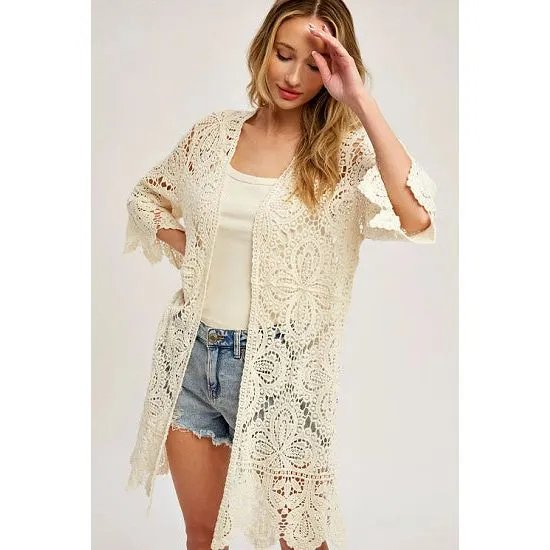 Natural Crochet Lace Kimono