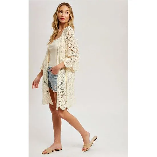 Natural Crochet Lace Kimono