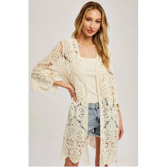 Natural Crochet Lace Kimono