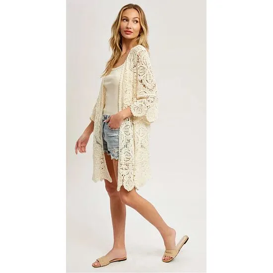 Natural Crochet Lace Kimono