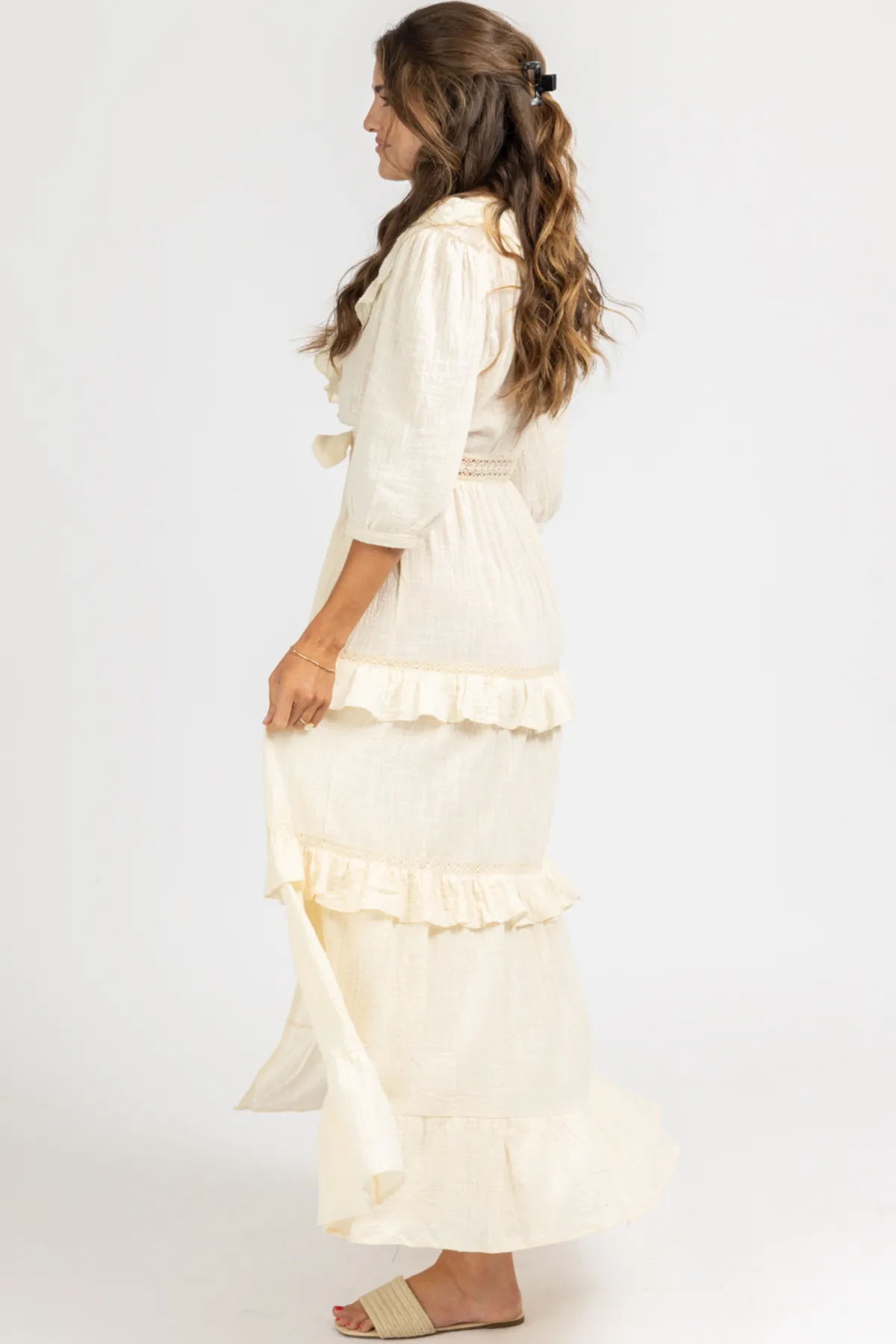 NEUTRAL GAUZE RUFFLE DUSTER COVERUP