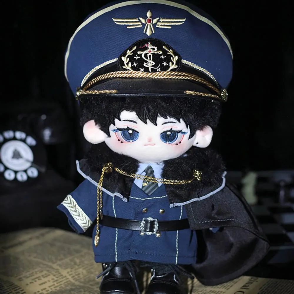 niannyyhouse 20cm Plush Doll Clothes Hat Coat Shirt Pants Cape Tie Belt Dark Blue Uniform 8in Stuffed Toy Dressup