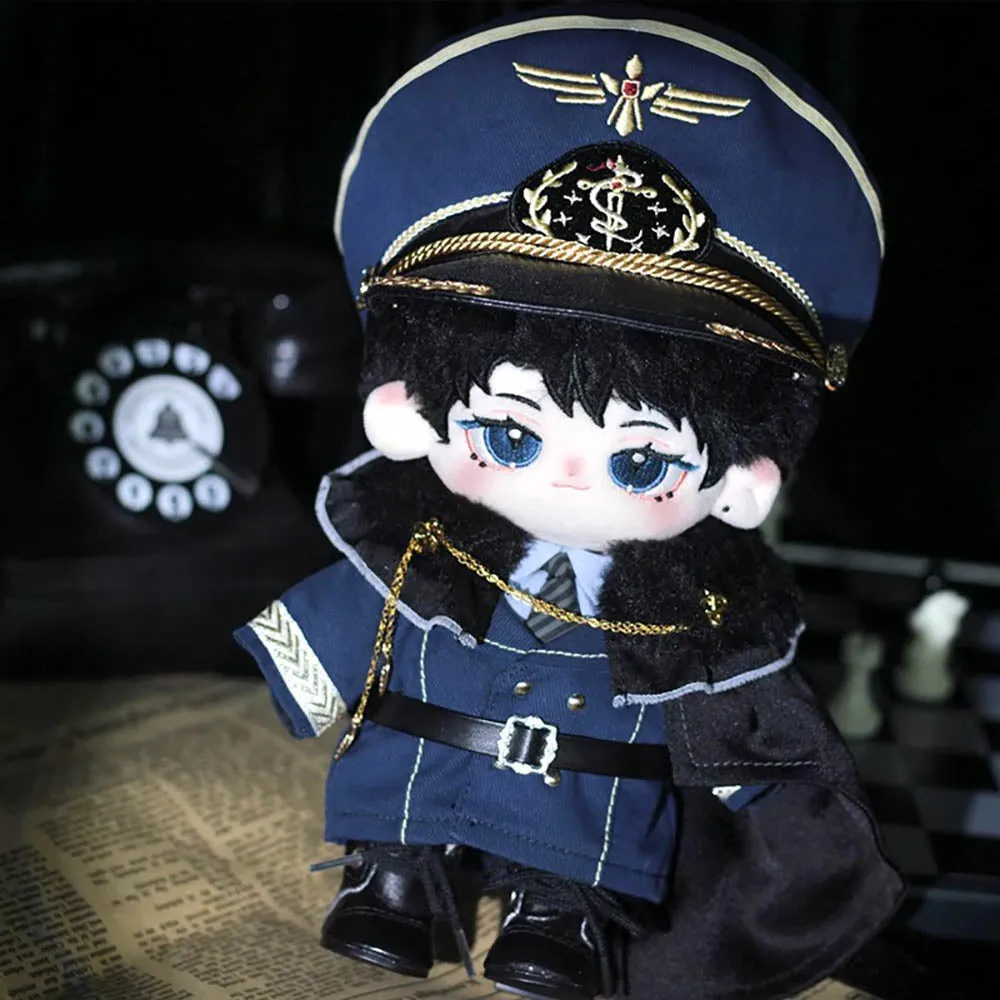 niannyyhouse 20cm Plush Doll Clothes Hat Coat Shirt Pants Cape Tie Belt Dark Blue Uniform 8in Stuffed Toy Dressup