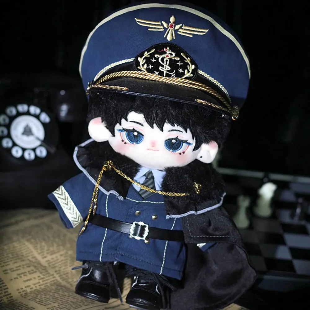 niannyyhouse 20cm Plush Doll Clothes Hat Coat Shirt Pants Cape Tie Belt Dark Blue Uniform 8in Stuffed Toy Dressup