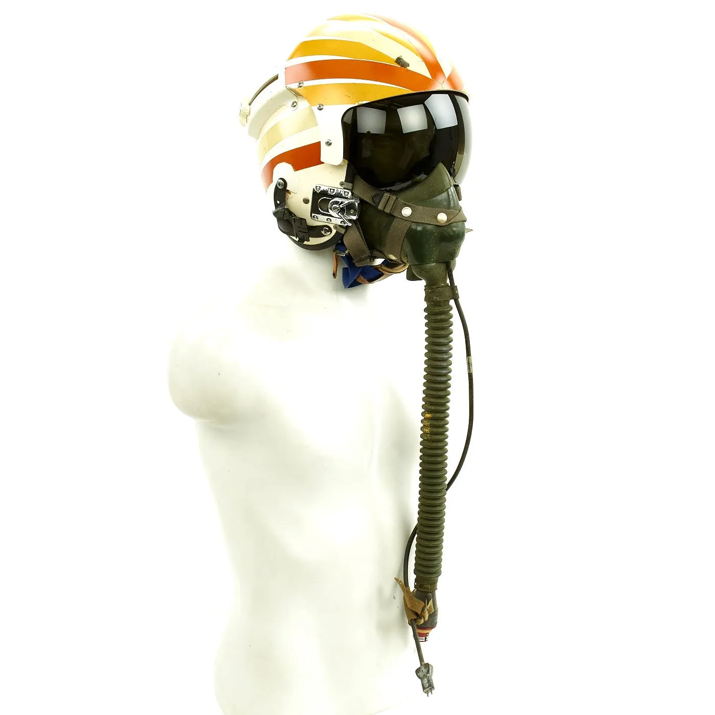 Original U.S. Vietnam War Named USN Pilot APH-6 Dual Visor Ramshorn Flight Helmet with Oxygen Mask and Bag