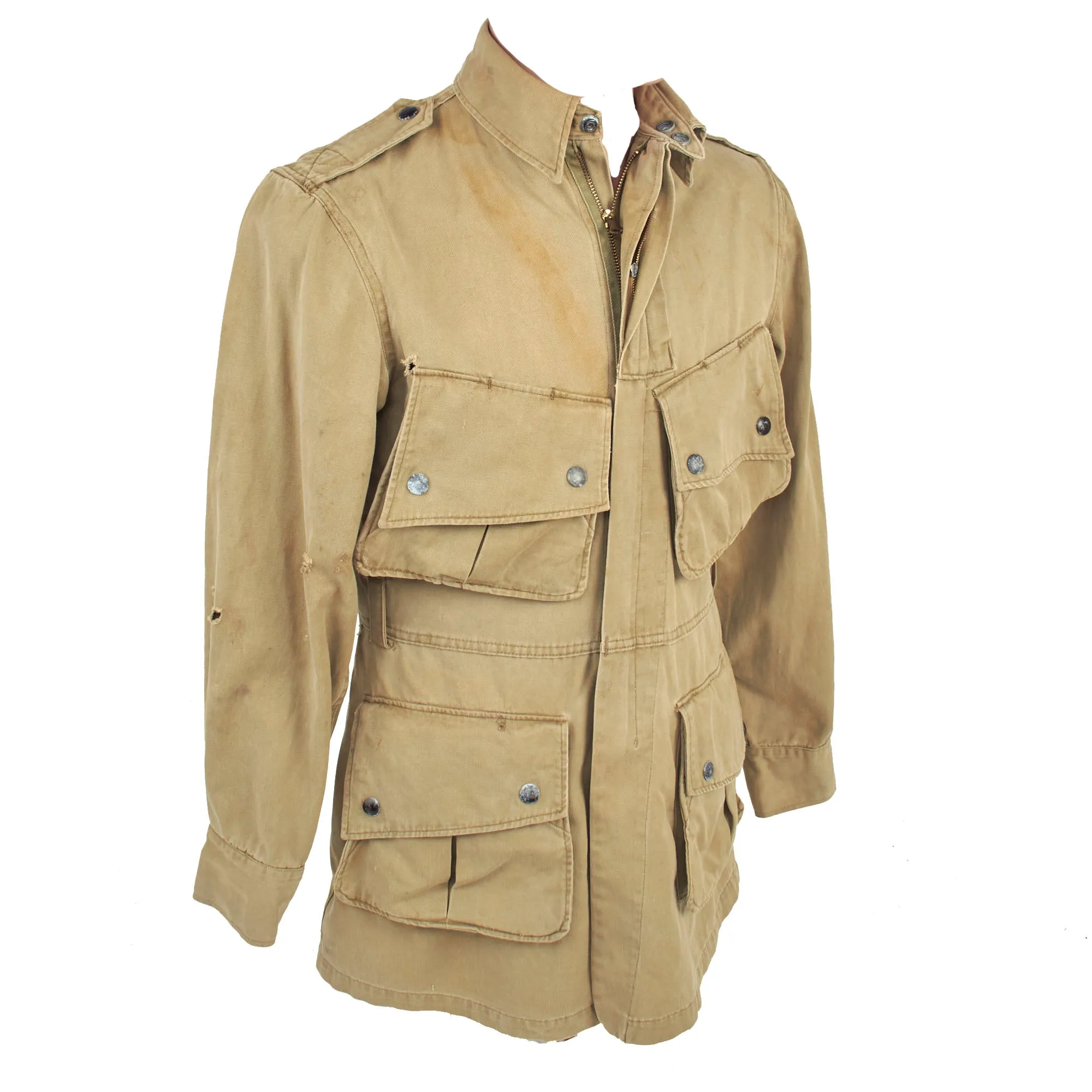 Original U.S. WWII Service Worn M1942 Paratrooper M42 Jump Jacket and Pants - Both Laundry Number Marked