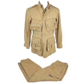 Original U.S. WWII Service Worn M1942 Paratrooper M42 Jump Jacket and Pants - Both Laundry Number Marked