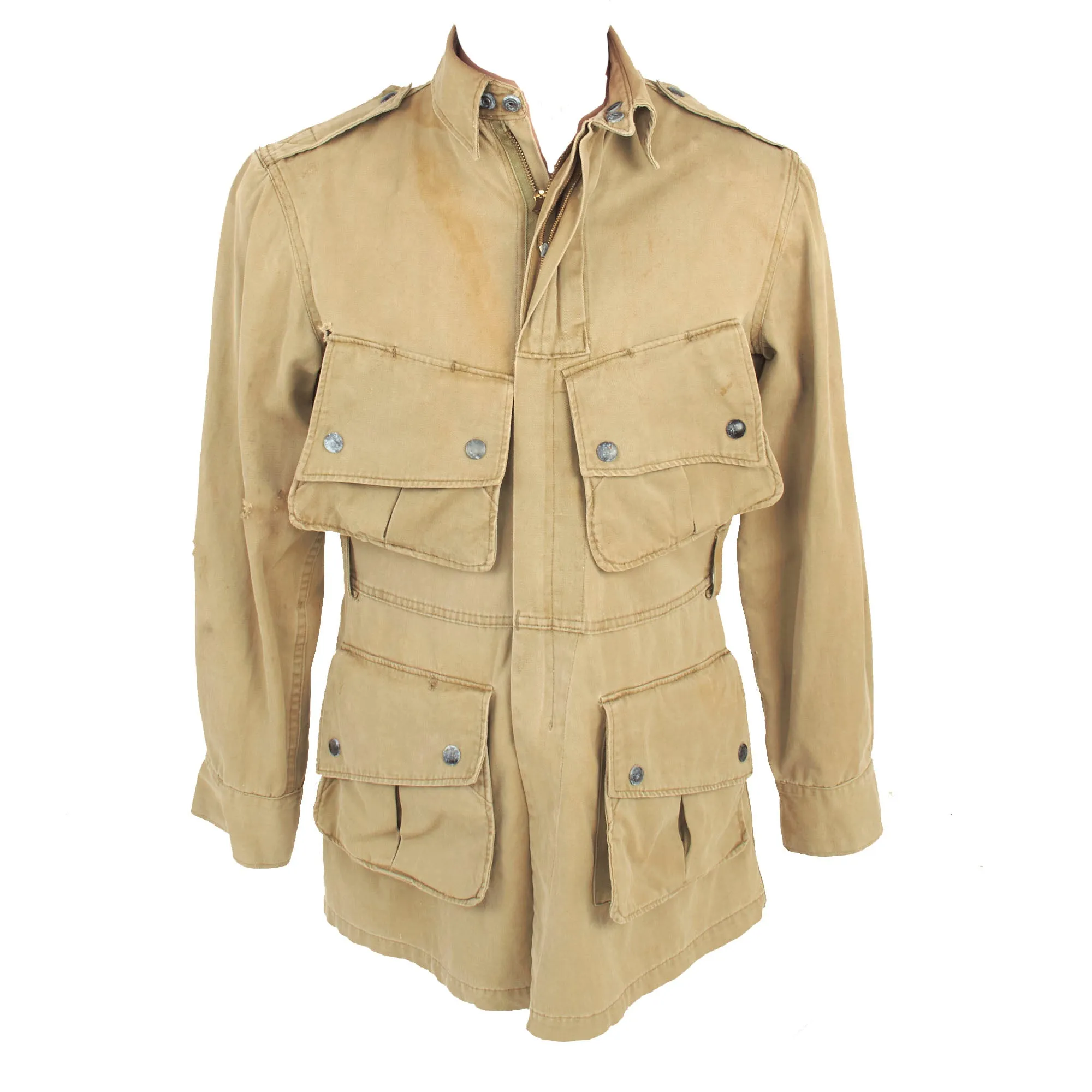 Original U.S. WWII Service Worn M1942 Paratrooper M42 Jump Jacket and Pants - Both Laundry Number Marked