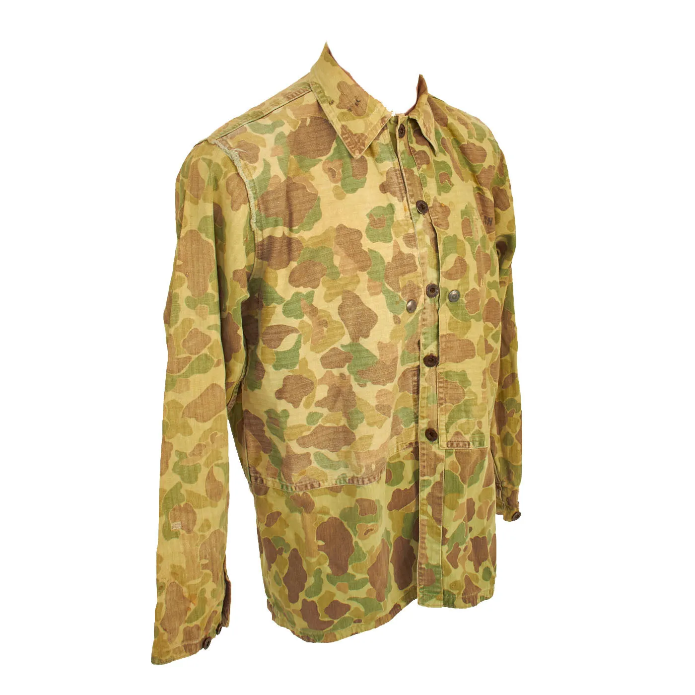 Original U.S. WWII USMC Named P44 Camouflage Pattern 1944 Utility Uniform Coat & Trousers - With Pistol Belt and Suspenders