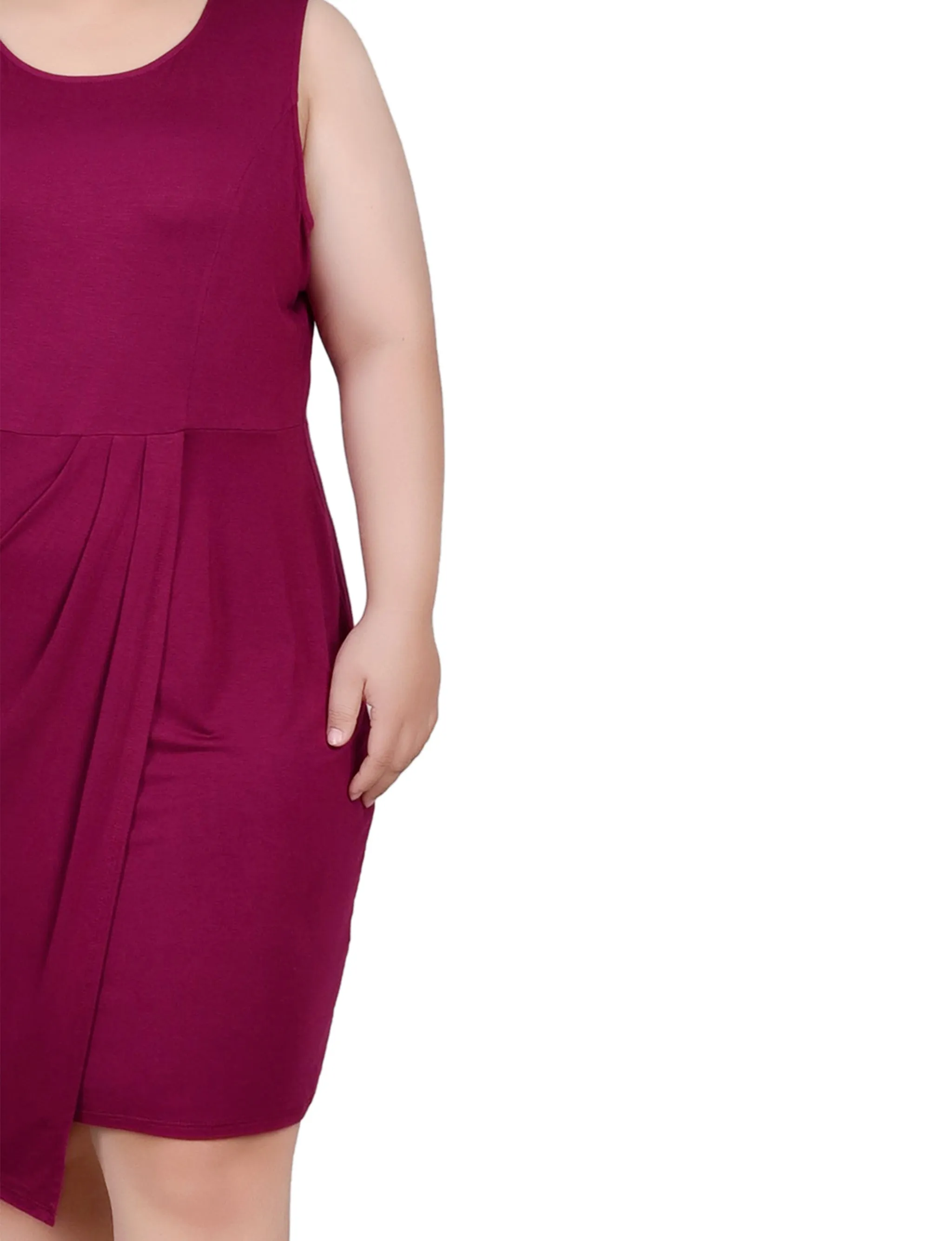 Plus Size Sleeveless Faux Wrap Skirt Dress