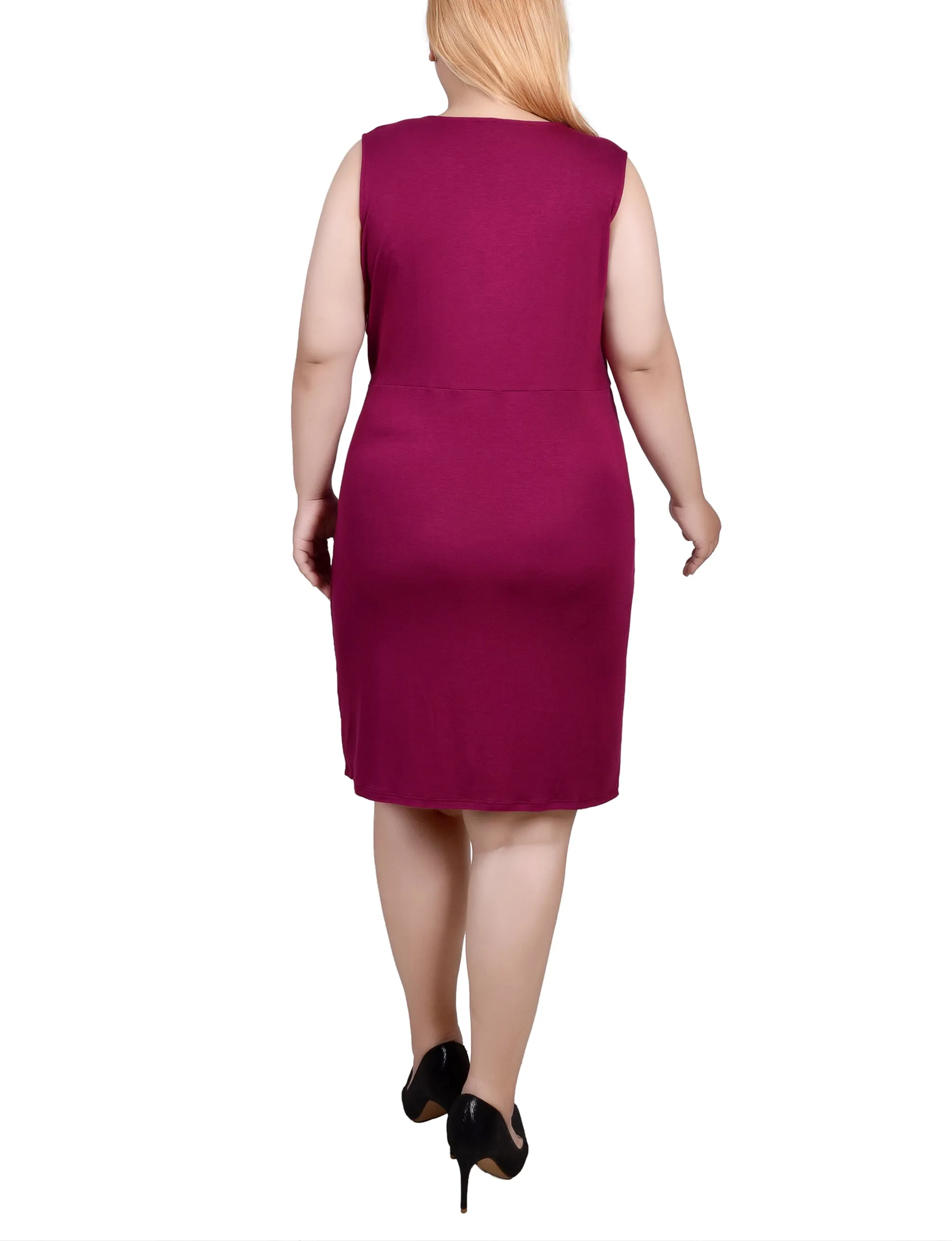 Plus Size Sleeveless Faux Wrap Skirt Dress