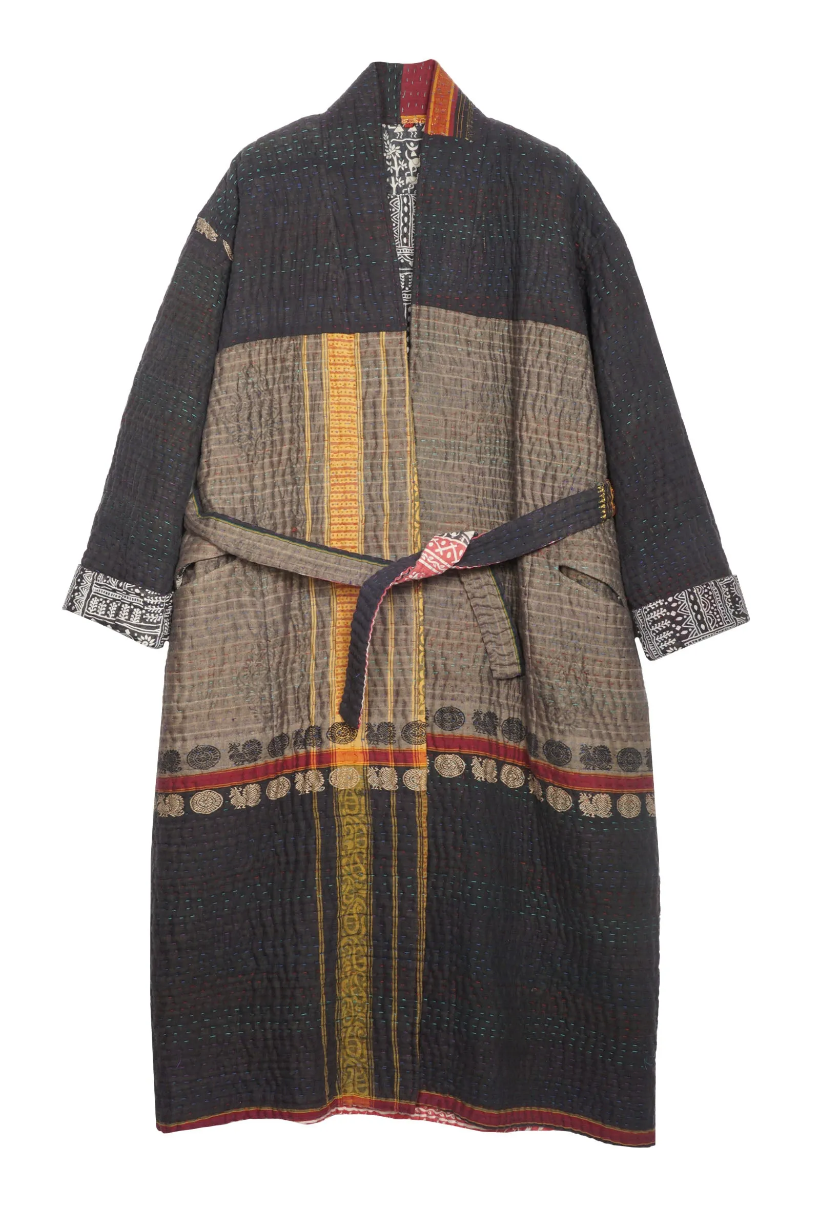 QUILTED VINTAGE COTTON KANTHA BATHROBE