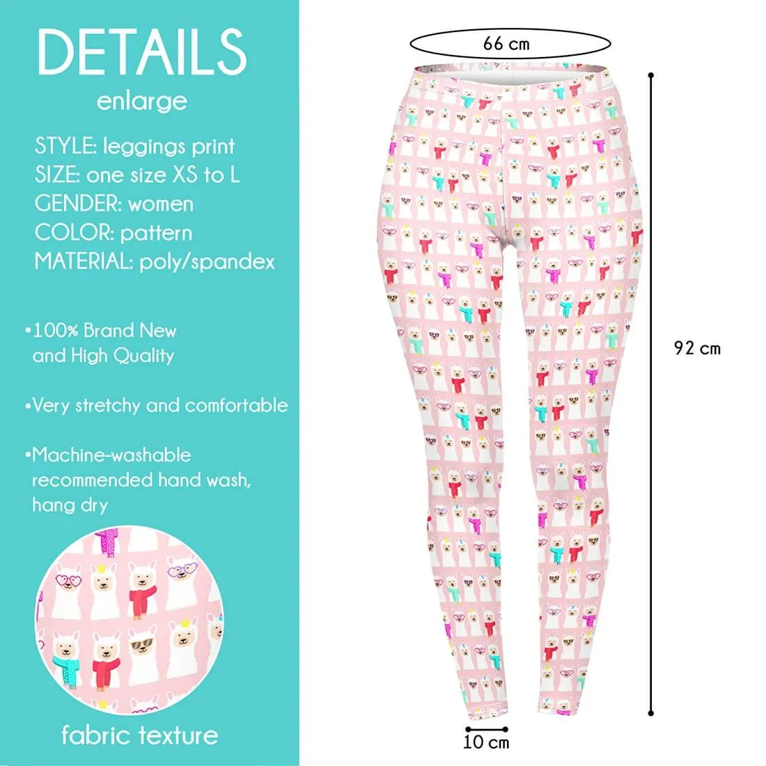 Regular Leggings (8-12 UK Size) - Disguised Llamas