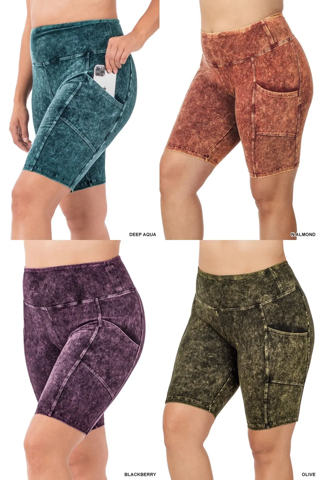 Revenge Mineral Wash Biker Shorts 1X-3X