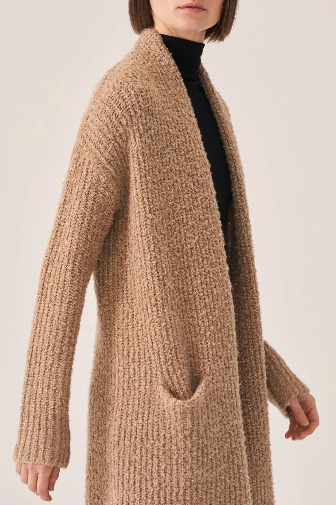 RIB TEDDY CARDIGAN COAT