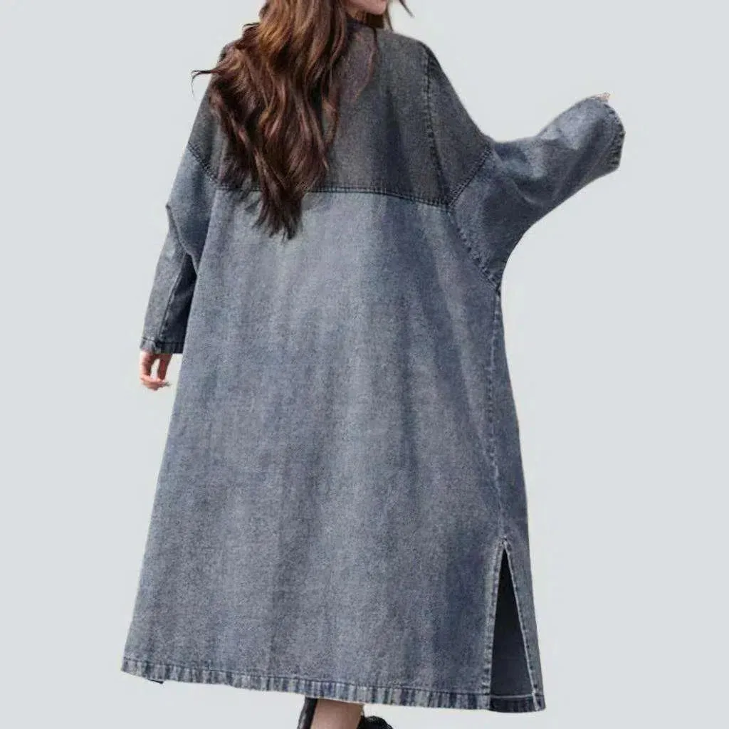 Sanded dark denim coat
 for women