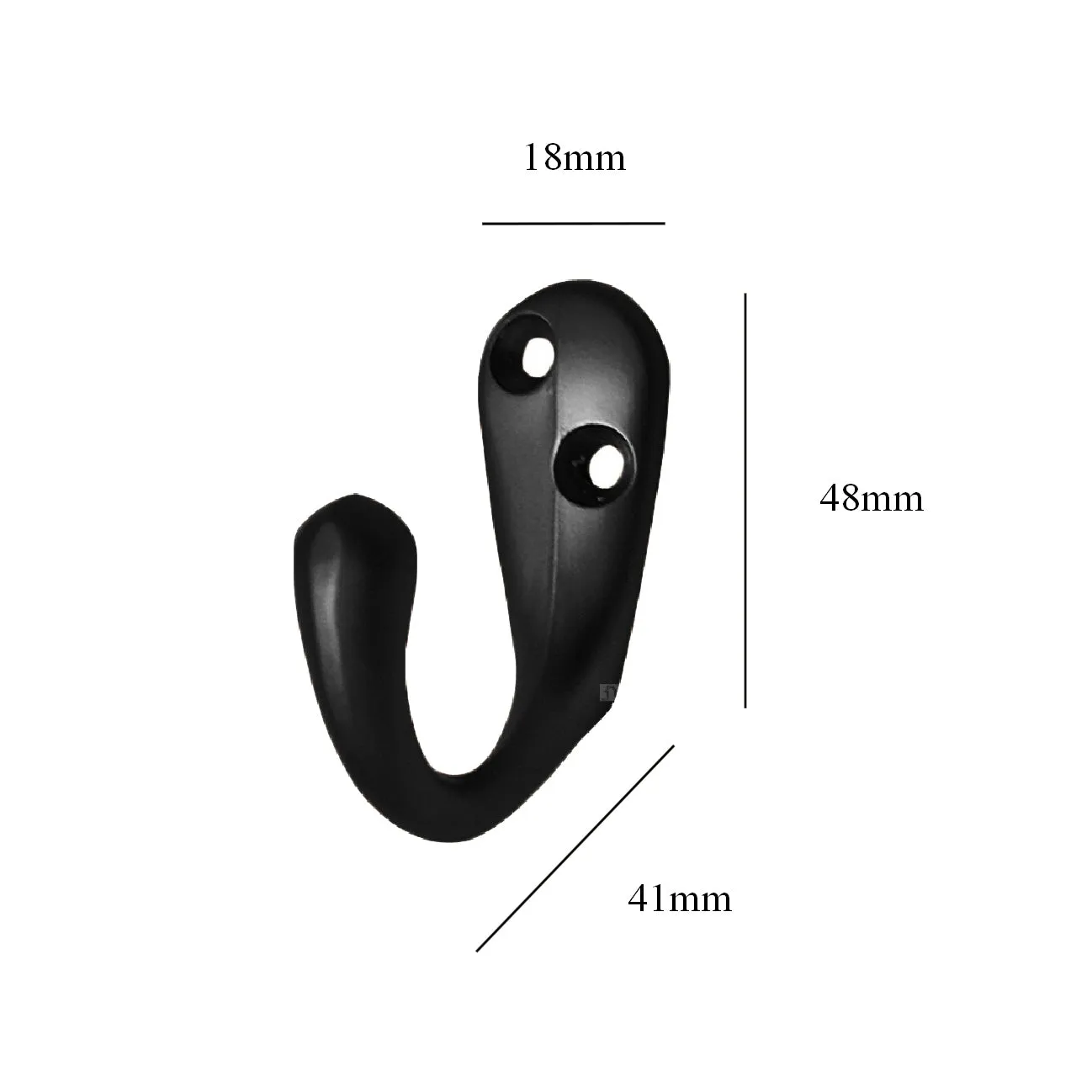 Satin Black Single Robe Coat Hooks